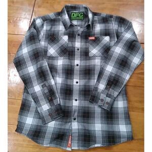 Dixxon Flannel Shirt DFC Youth Division Boys XLarge Gray Pearl Snap Collared